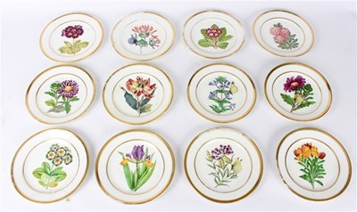 Lot 361 - Twelve Paris porcelain botanical plates, mid...