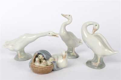 Lot 362 - Four Lladro figures of ducks and geese, 12cm...