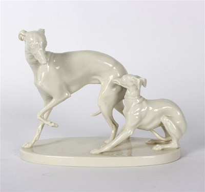 Lot 365 - A Nymphenburg white glazed figure group of a...