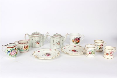Lot 397 - Two New Hall teapots of serpentine outline,...