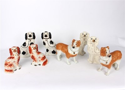 Lot 398 - Four pairs of Staffordshire dogs, one pair...