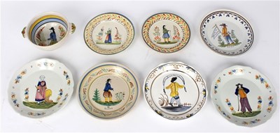 Lot 402 - A Quimper two handled bowl, 21cm wide and...