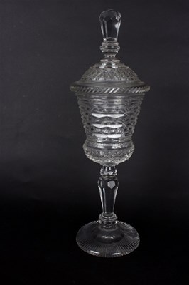 Lot 418 - A cut glass goblet and cover, 19th Century,...