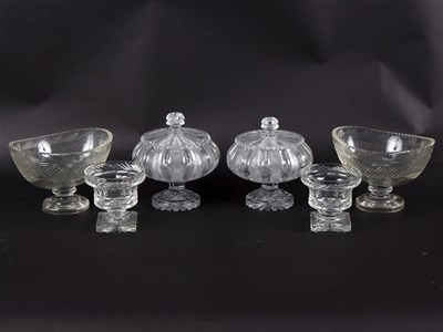 Lot 422 - A pair of cut glass jars and covers of...