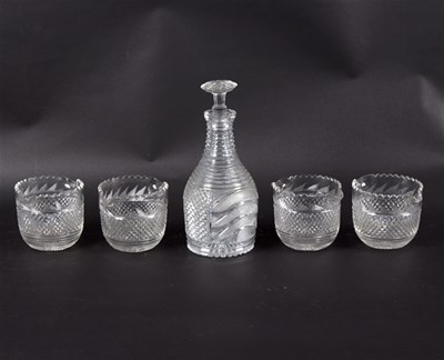 Lot 423 - A Regency cut glass decanter and stopper and a...