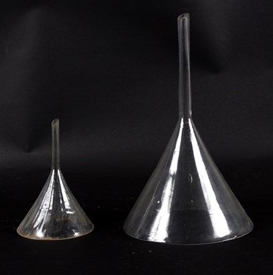 Lot 424 - Two Victorian glass funnels, wrythen fluted,...