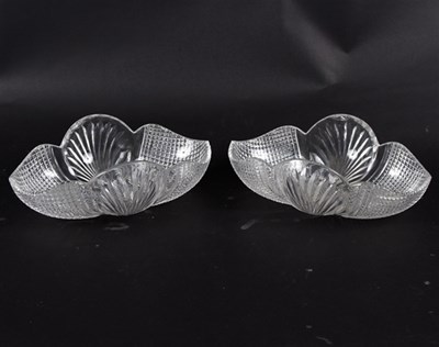 Lot 428 - A pair of lobed oval cut glass bowls with...