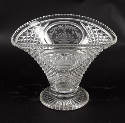 Lot 429 - A cut and engraved glass vase, of basket form...