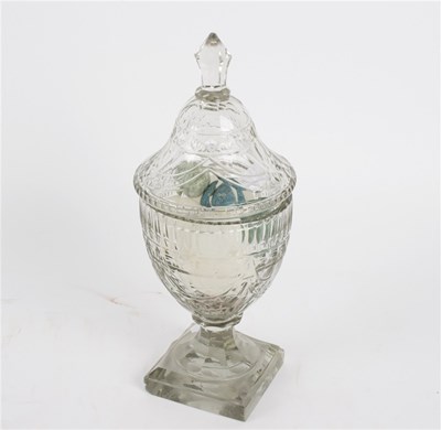 Lot 433 - A cut glass bonbonniere and cover, of vase...