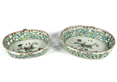 Lot 446 - Two Chinese famille rose enamelled pierced...
