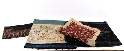 Lot 452 - A panel of Chinese needlework, a paisley shawl...