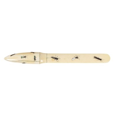 Lot 455 - An ivory Shibayama paper knife finely inlaid...