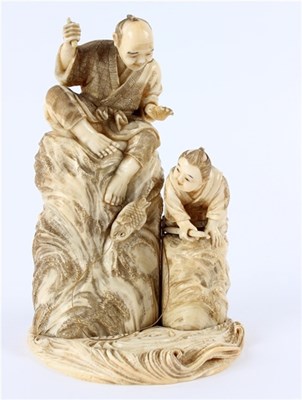 Lot 456 - A Meiji period carved ivory figure of a...