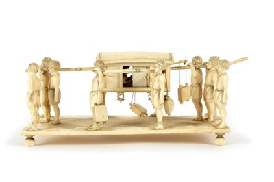 Lot 461 - A carved ivory Goan group of a procession, a...