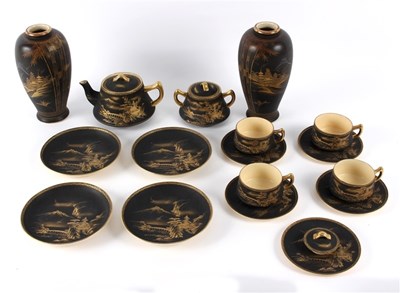 Lot 466 - A pair of Japanese Satsuma vases of baluster...