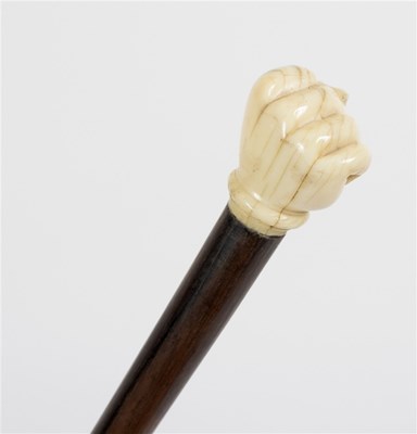 Lot 499 - A malacca walking stick, the carved ivory...