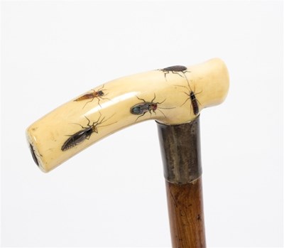 Lot 507 - A walking stick, the ivory handle with...