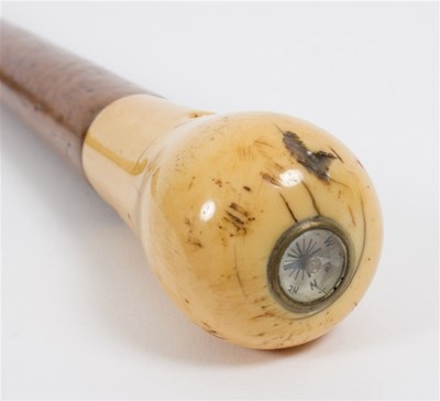 Lot 524 - Three walking sticks with bone handles, one...
