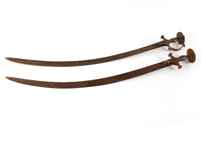Lot 540 - Two Turkish sabres with steel hilts and...