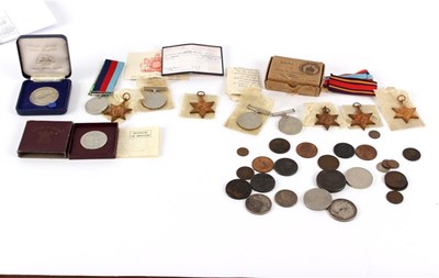 Lot 543 - Five World War II medals to Mrs A Crawford,...