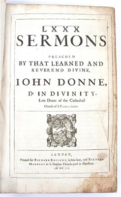 Lot 582 - Donne, John. LXXX Sermons, 1640, lacks...