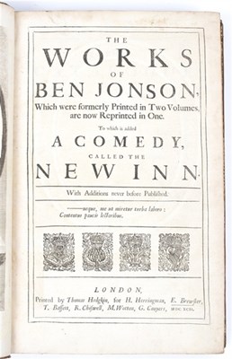 Lot 583 - Jonson, Ben. Works, 1692, Folio Engraved...