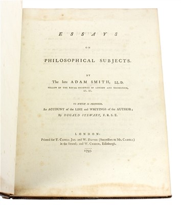 Lot 602 - Smith, Adam. Essays on Philosophical Subjects,...