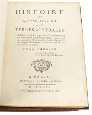 Lot 606 - Brosses, Charles de. Histoire des Navigations...