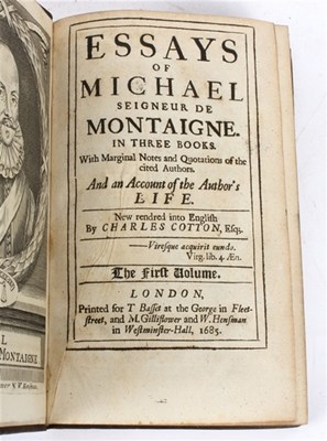 Lot 611 - Montaigne, Michel Eyquem de. Essays, 1685-1686-...