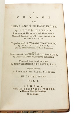 Lot 614 - Osbeck, Pehr. Voyage to China and the East...