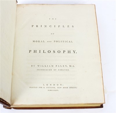 Lot 617 - Paley, William. Principles of Philosophy, 1785,...