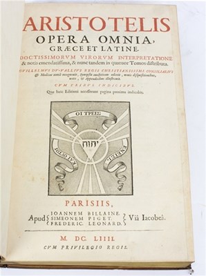 Lot 623 - Aristotle. Opera omnia, edited by Du Val,...