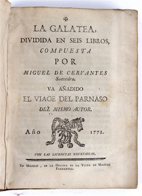 Lot 673 - Cervantes, M de. La Galatea, published Madrid...
