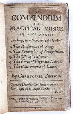 Lot 677 - Simpson (C) A Compendium of Practical Musick,...