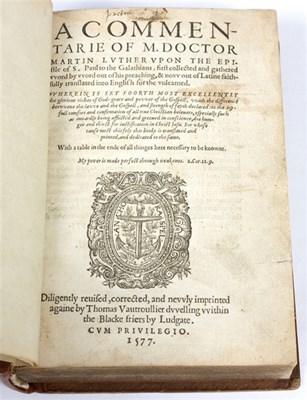 Lot 682 - Luther, Martin. A Commentarie....upon the...