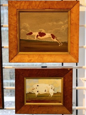 Lot 734 - Thomas Henshaw/Lurcher/oil on panel, 21cm x 25....