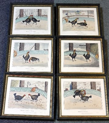 Lot 812 - C R Stock/Cock Fighting/six prints, each 21cm...