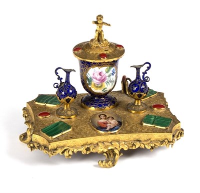 Lot 839 - A 19th Century Continental gilt metal ink...