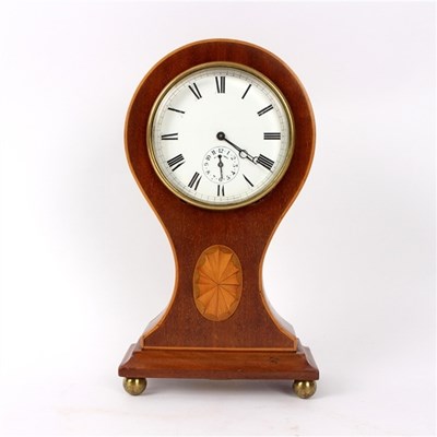 Lot 845 - An Edwardian mahogany eight-day alarm mantel...