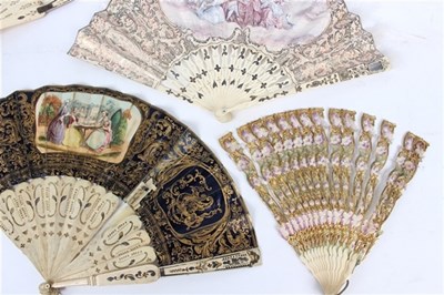 Lot 863 - A 19th Century fan with pierced ivory sticks...