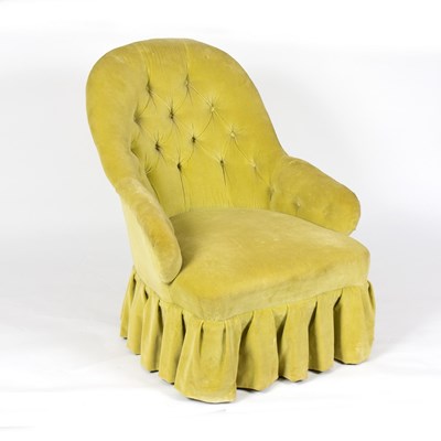 Lot 884 - A Victorian button back chair on turned...