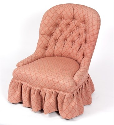 Lot 892 - A Victorian button back chair on turned front...
