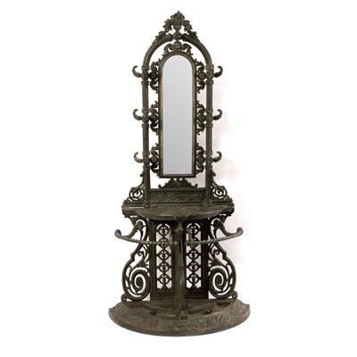 Lot 905 - A painted cast iron hall stand, in the style...