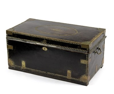 Lot 911 - A 19th Century brass bound chest with studded...