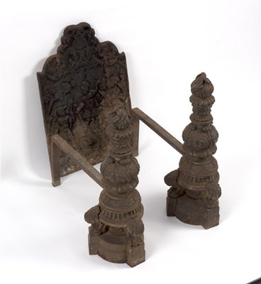 Lot 918 - A pair of 19th Century firedogs, of flame...