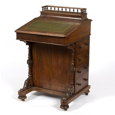Lot 920 - A Victorian walnut Davenport with stationery...