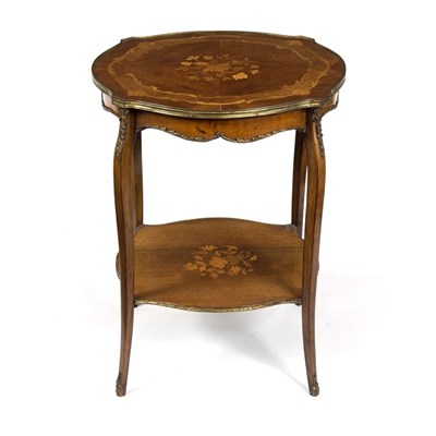 Lot 923 - An Edwardian walnut and marquetry two-tier...