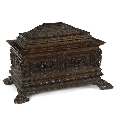 Lot 926 - A 19th Century carved oak cassone of...