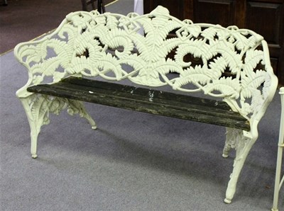 Lot 934 - A fern pattern cast iron garden seat in the...