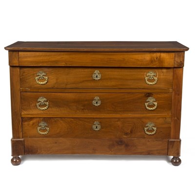 Lot 949 - A French walnut commode of 18th Century design,...